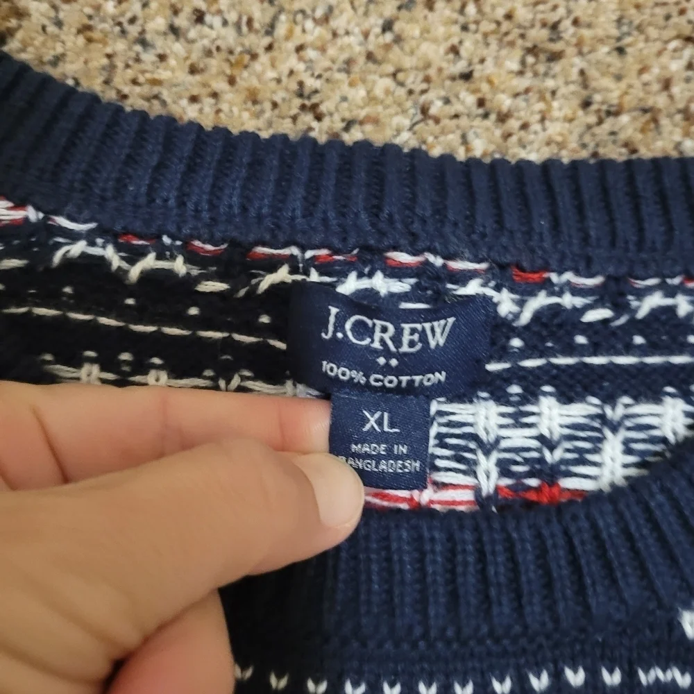 J. Crew Cotton Fair Isle Sweater Mens Cotton Size X-Large